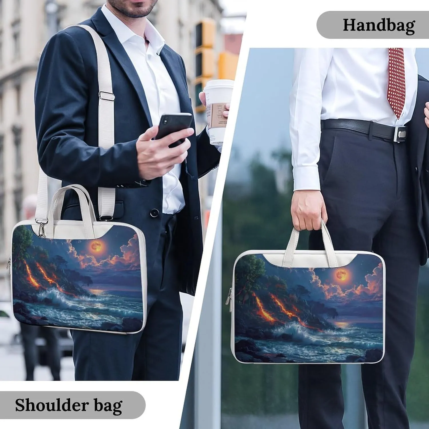 Hawaii Volcanic Eruption Lava in Moon Laptop Tote Bag Waterproof Computer Carrying Case Business Office Briefcase