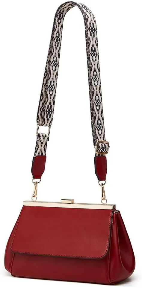 HBJWOV Foreign Trade Bag Autumn and Winter Clip Mouth Color Webbing Crossbody Bag