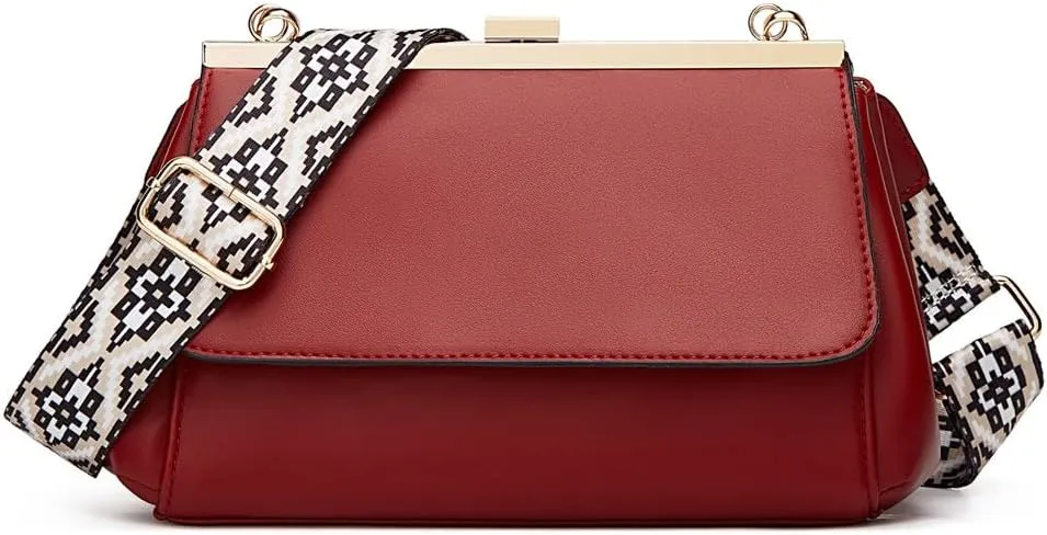 HBJWOV Foreign Trade Bag Autumn and Winter Clip Mouth Color Webbing Crossbody Bag