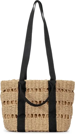 Herald Large Handmade Straw Tote Purses for Women, Summer Beach Natural Weaving Chic Woven Handbags Shoulder Bags