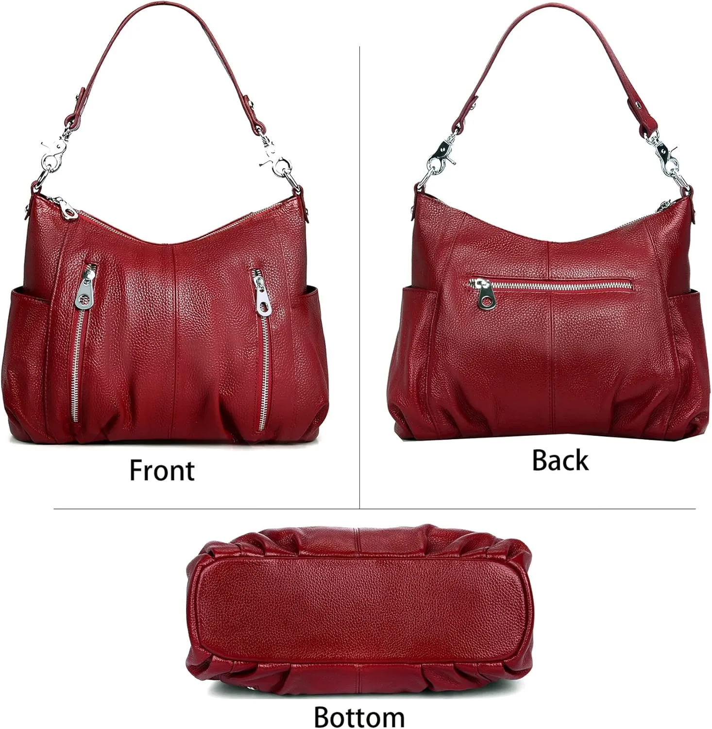 HESHE Genuine Leather Purses for Women Shoulder Hobo Bag Crossbody Satchel Handbags Designer Ladies Totes Purse