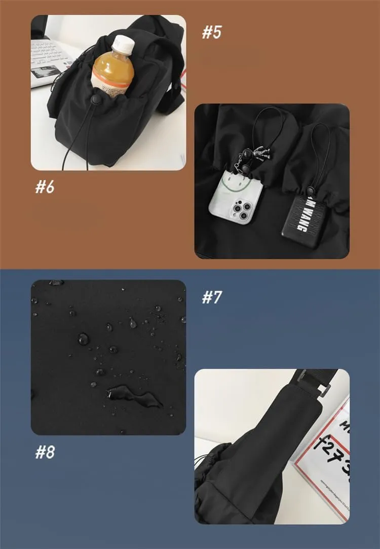 heyheyshine Large Capacity Unisex Shoulder Bags Japan Korean Style Aesthetic Leisure Bags Waterproof Nylon Messenger Bags (white)