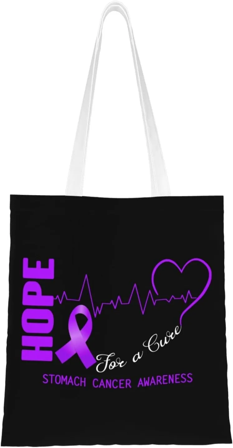 Hope For A Cure Stomach Cancer Awareness Tote Bag for Women Canvas Shopping Bags Reusable Beach Bag Grocery Bags Tote Shoulder Bag Gift Bags