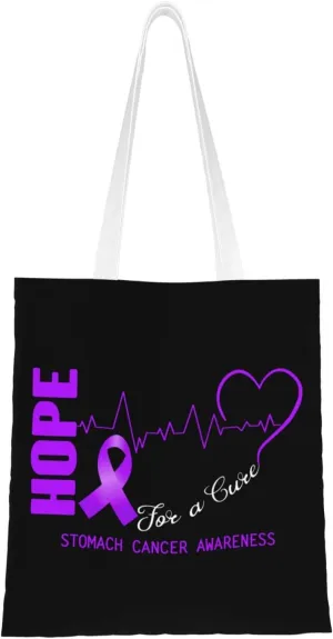 Hope For A Cure Stomach Cancer Awareness Tote Bag for Women Canvas Shopping Bags Reusable Beach Bag Grocery Bags Tote Shoulder Bag Gift Bags