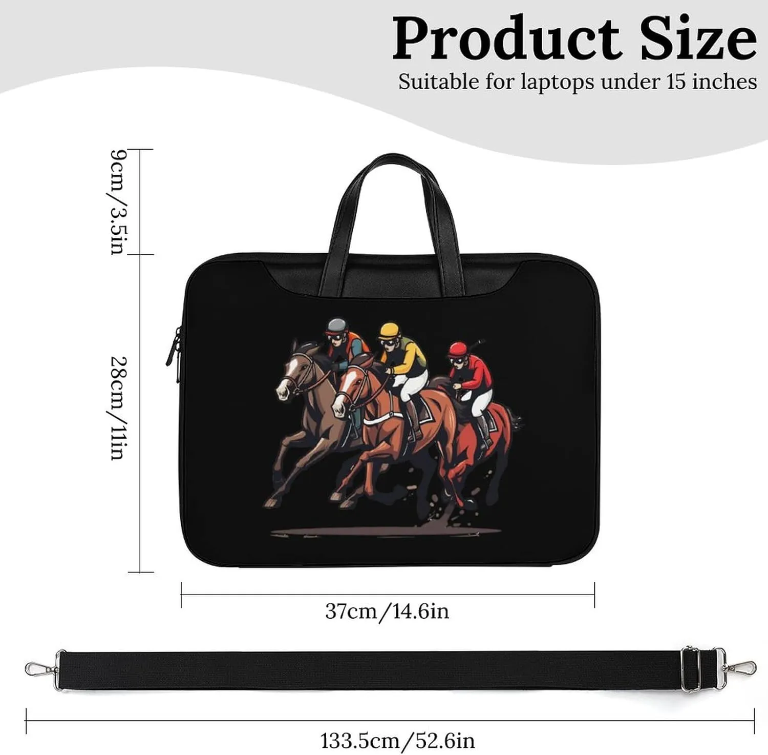 Horse Racing Laptop Tote Bag Waterproof Computer Carrying Case Business Office Briefcase