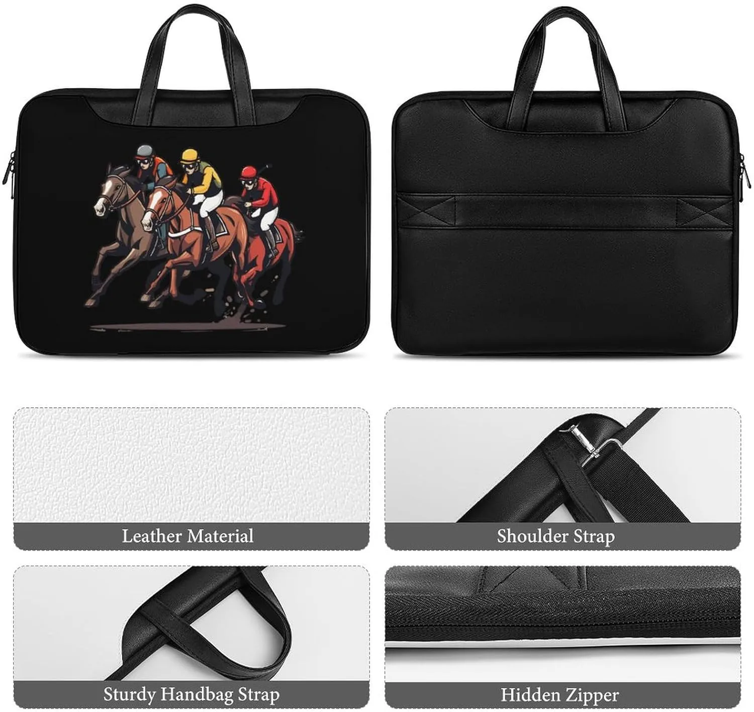 Horse Racing Laptop Tote Bag Waterproof Computer Carrying Case Business Office Briefcase