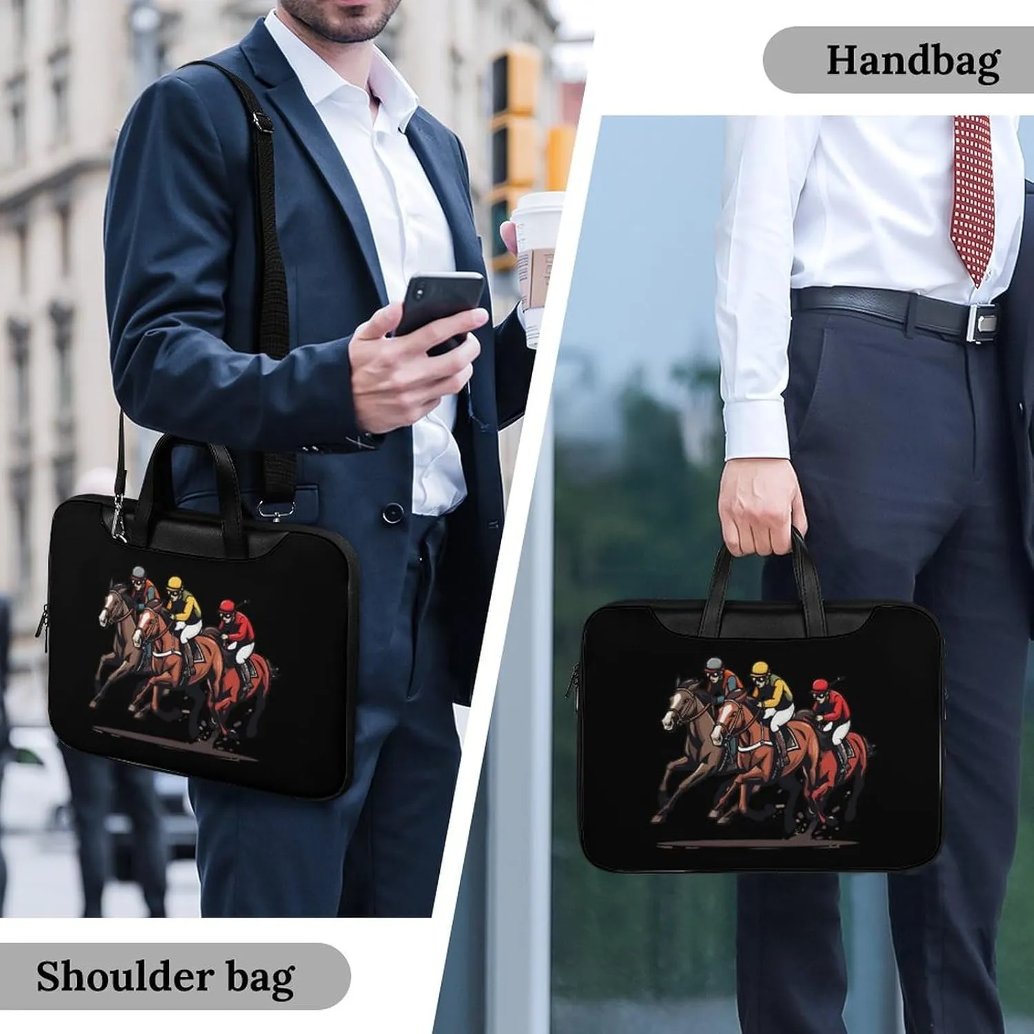 Horse Racing Laptop Tote Bag Waterproof Computer Carrying Case Business Office Briefcase