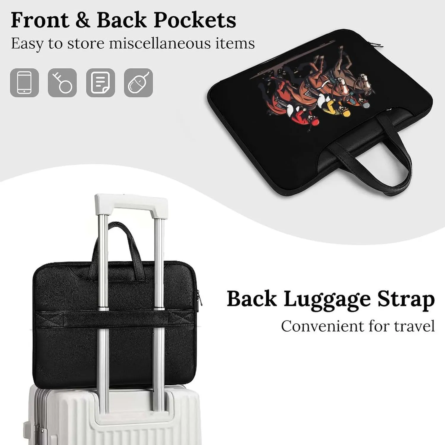 Horse Racing Laptop Tote Bag Waterproof Computer Carrying Case Business Office Briefcase