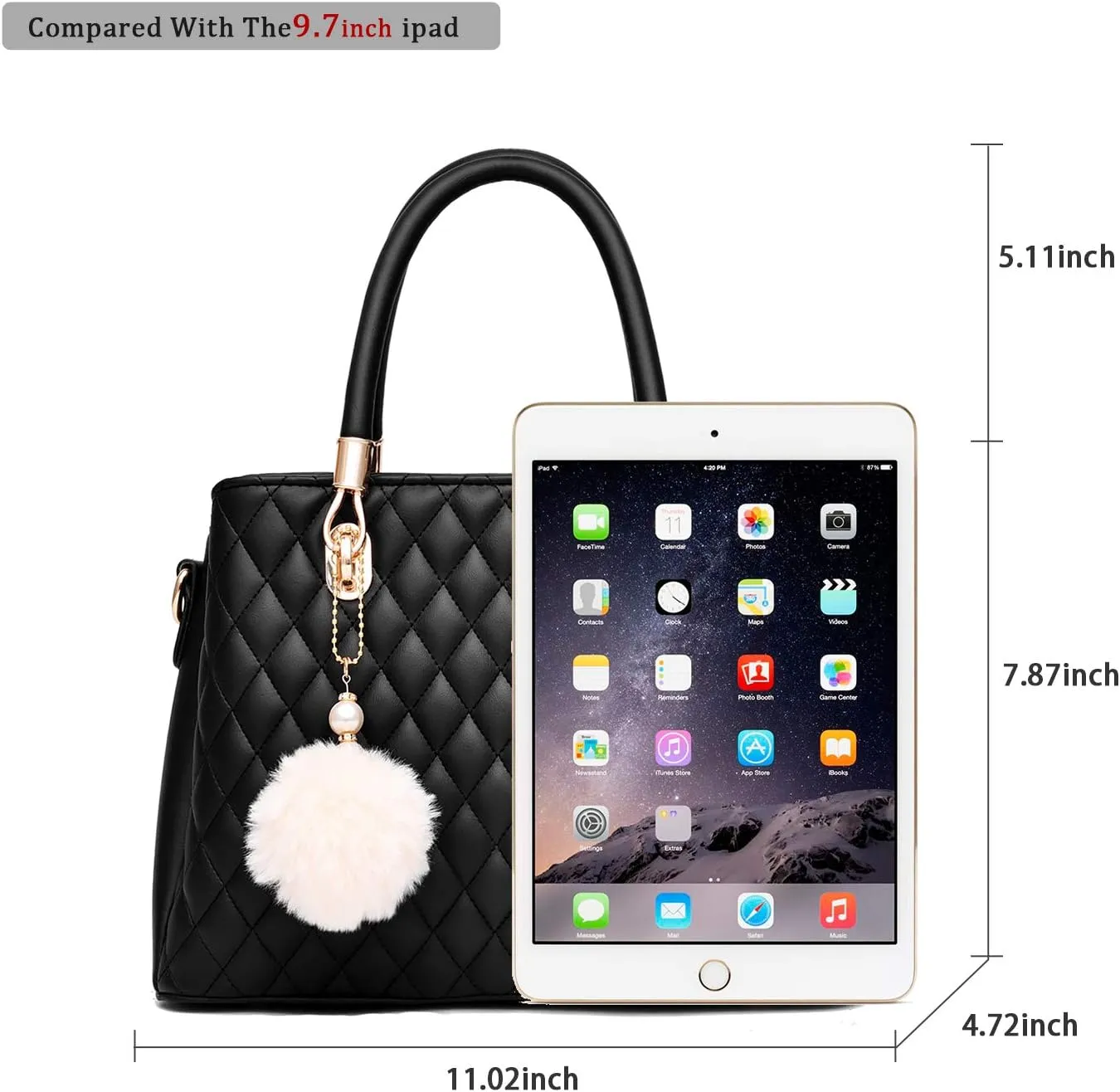 I IHAYNER Womens Leather Handbags Purses Top-handle Totes Satchel Shoulder Bag for Ladies with Pompon