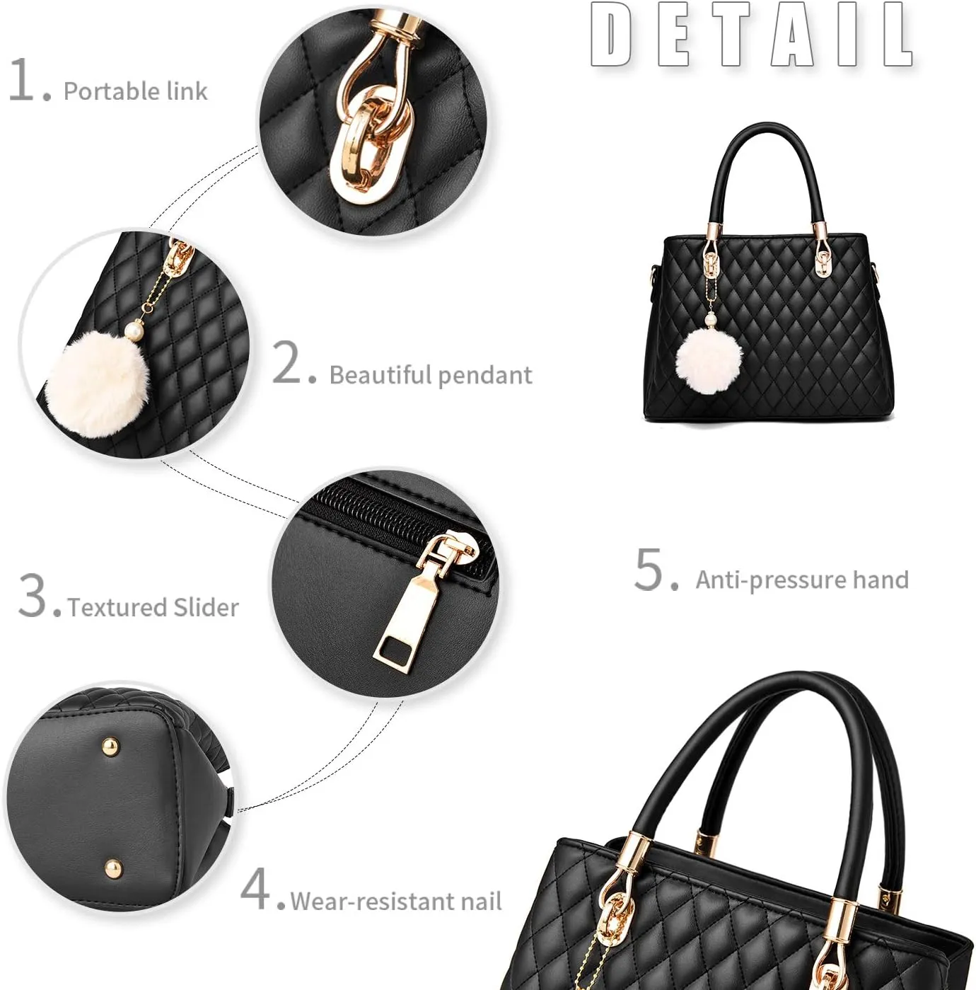 I IHAYNER Womens Leather Handbags Purses Top-handle Totes Satchel Shoulder Bag for Ladies with Pompon