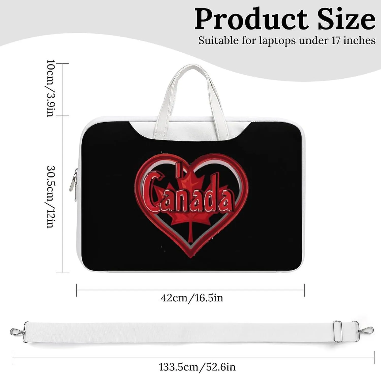 I Love Canada Laptop Tote Bag Waterproof Computer Carrying Case Business Office Briefcase