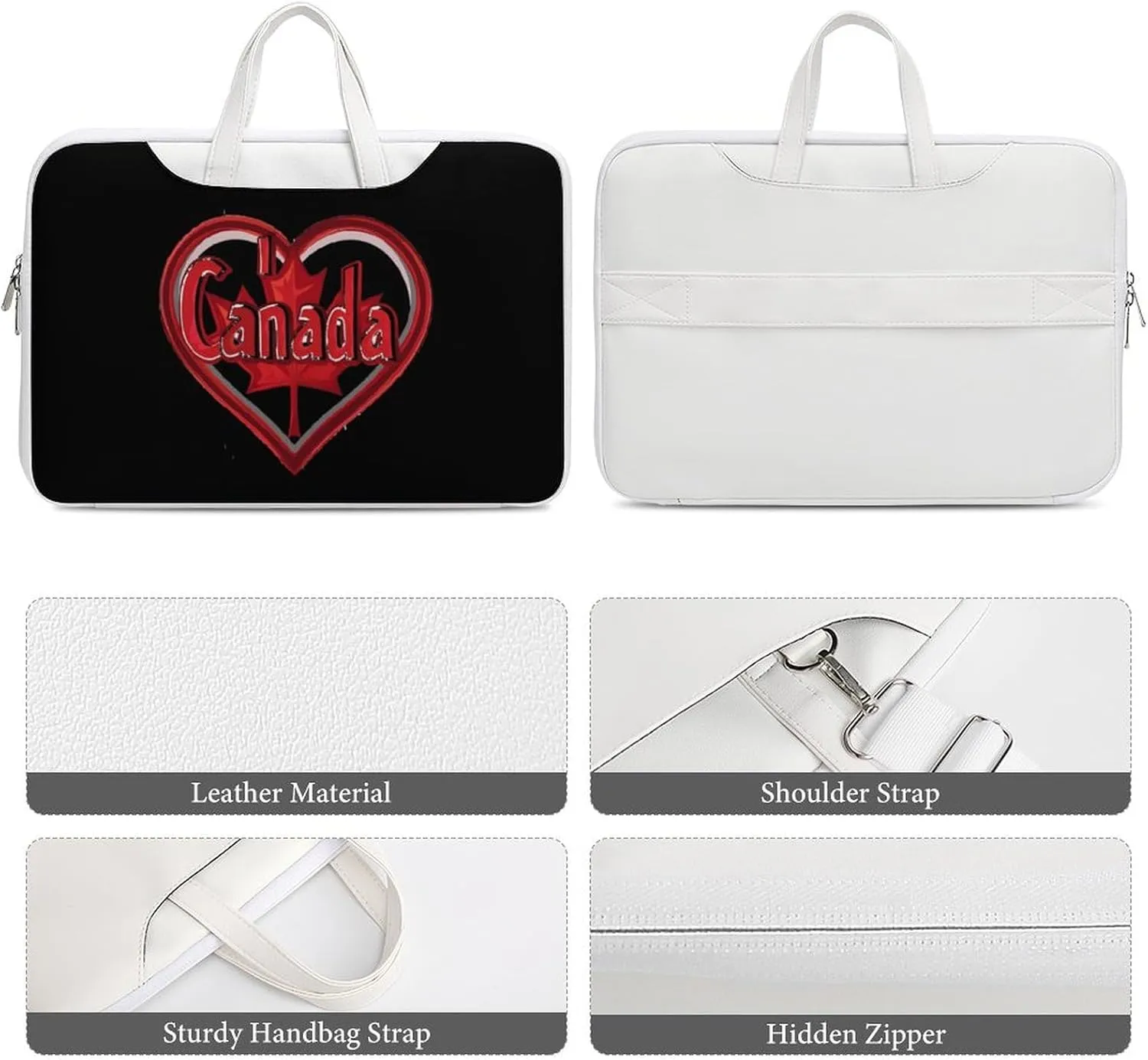 I Love Canada Laptop Tote Bag Waterproof Computer Carrying Case Business Office Briefcase
