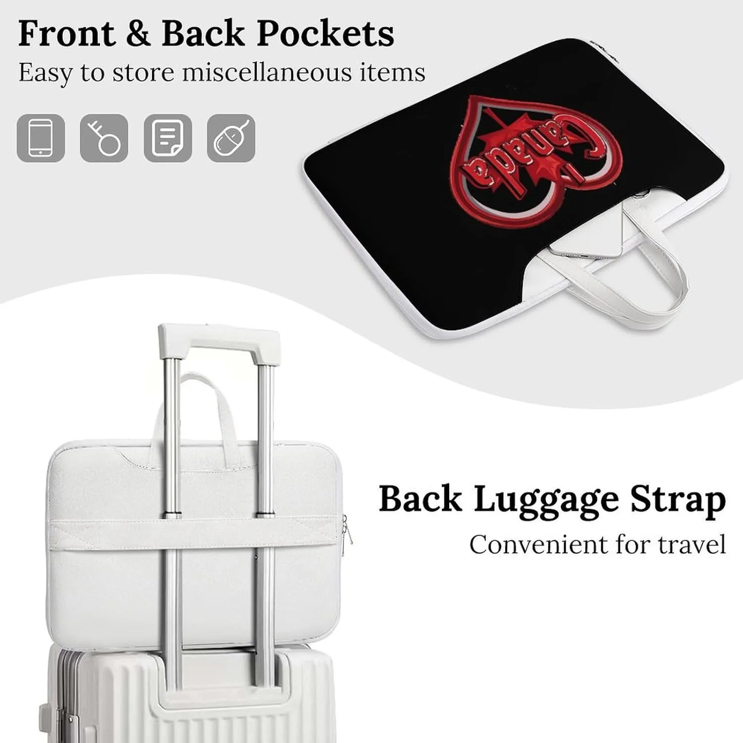 I Love Canada Laptop Tote Bag Waterproof Computer Carrying Case Business Office Briefcase