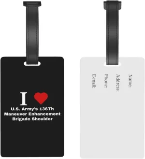 I Love U.S. Army's 136Th Maneuver Enhancement Brigade Shoulder Luggage Tags for Suitcases Travel Tags ID Labels for Women Men Travel Bag Luggage Accessories