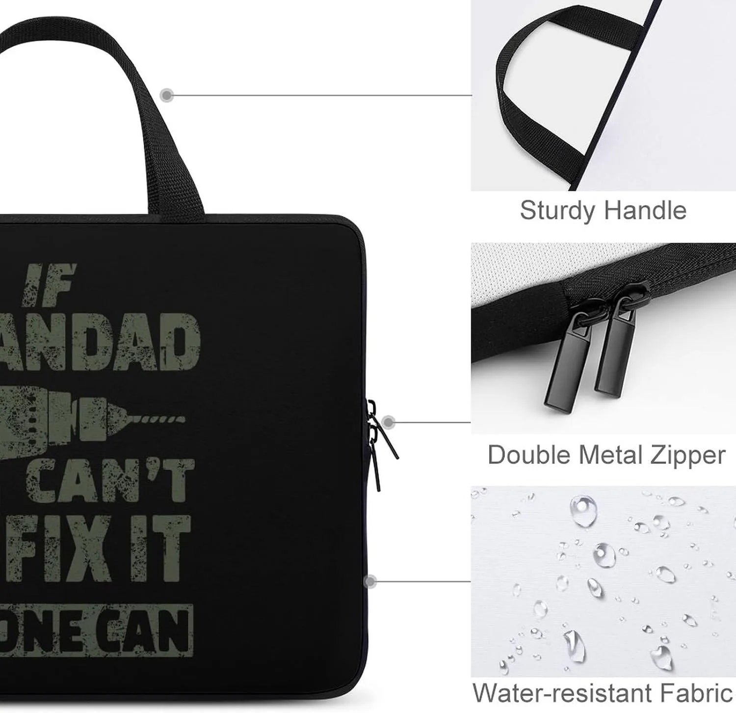 If Grandad Can't Fix It Laptop Bag Lightweight Computer Bag Laptop Carrying Case Handbag for Work Business