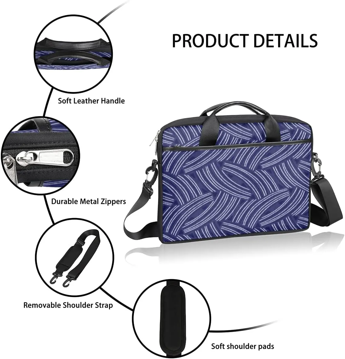 Independence Day Vintage Star Laptop Shoulder Messenger Bag Waterproof Laptop Briefcase Handle Padded Strap