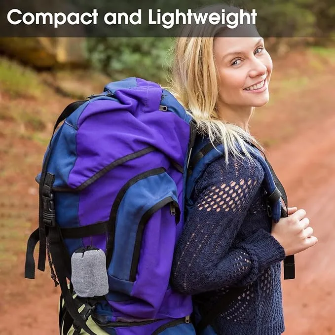 Inflatable Camping Pillow with Removable Cover - Ultralight Compact Camp Pillows for Sleeping, Backpacking, Hiking, Beach, Outdoor - Portable Blow Up Air Travel Pillow for Neck & Lumbar Support - Grey