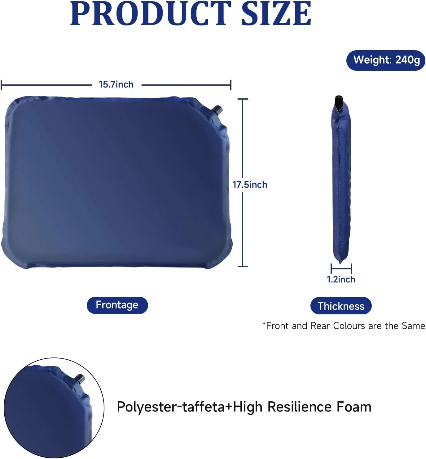 Inflatable Seat Cushion, Portable Airplane Stadium Bleacher Sitting Pad, Lightweight Self-Inflatable Moisture and Water Resistant Camping Chair Mat for Office Car Outdoor