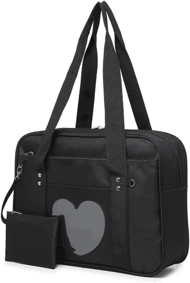 Ita Bag Heart Shape Window Japanese Handbag Large JK Bag Duffle Purse Anime Satchels for Lolita Comic DIY Cosplay Blue