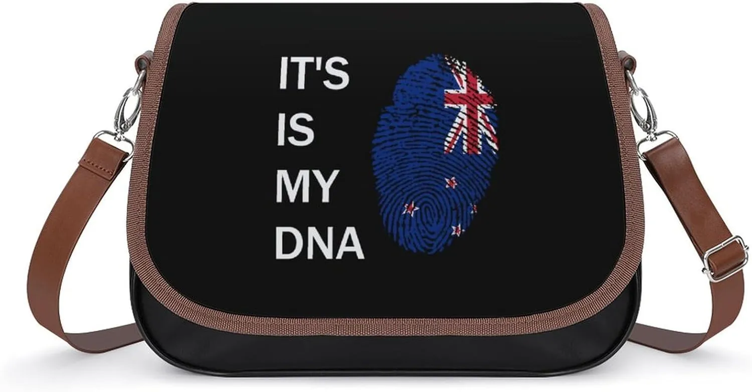 It's is My DNA New Zealand Leather Crossbody Bags for Women Travel Shoulder Backpack Messenger Bag Adjustable Shoulder Strap