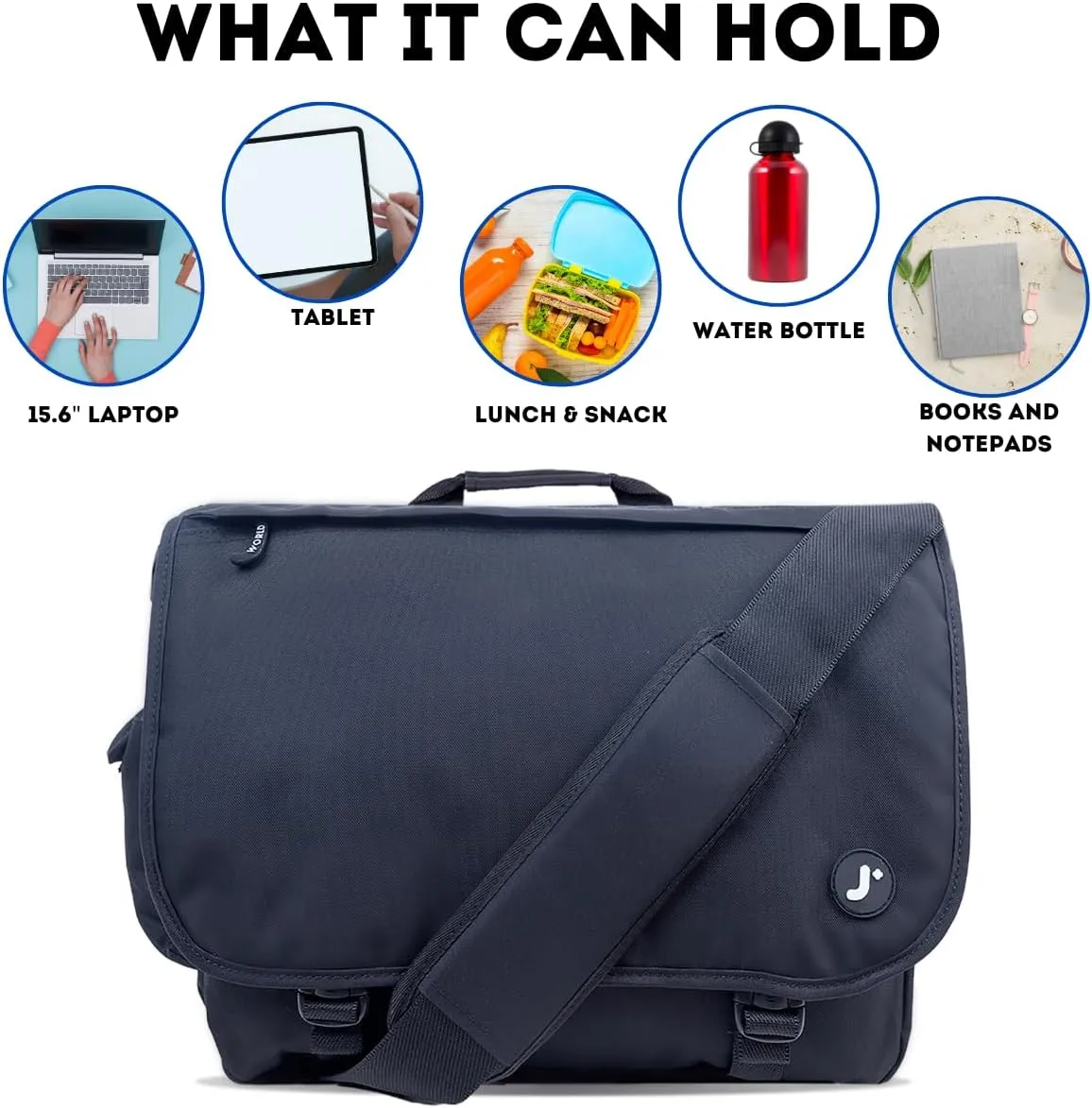 J World New York Thomas Laptop Messenger Bag for Women & Men. Kids Computer Bookbag