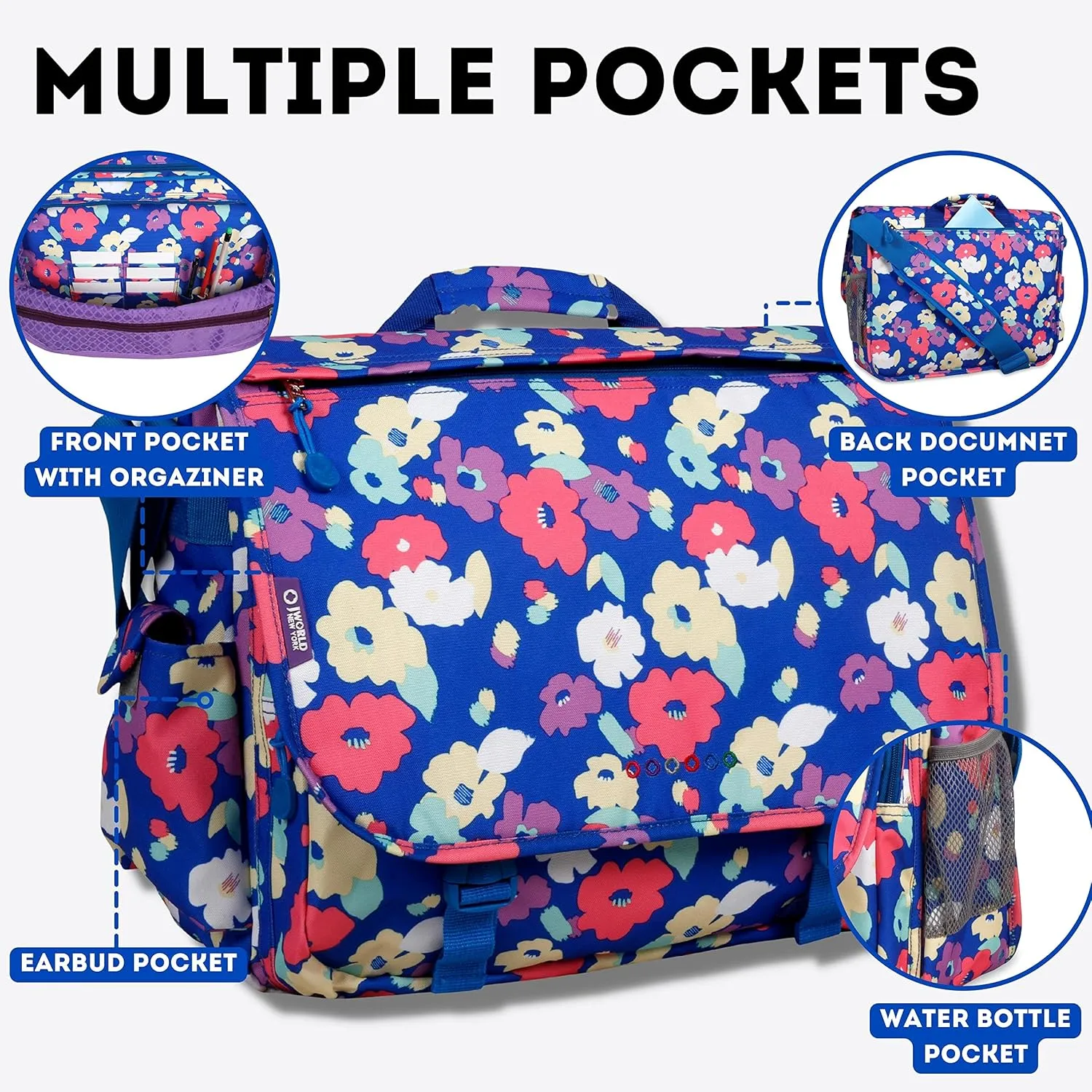 J World New York Thomas Laptop Messenger Bag for Women & Men. Kids Computer Bookbag