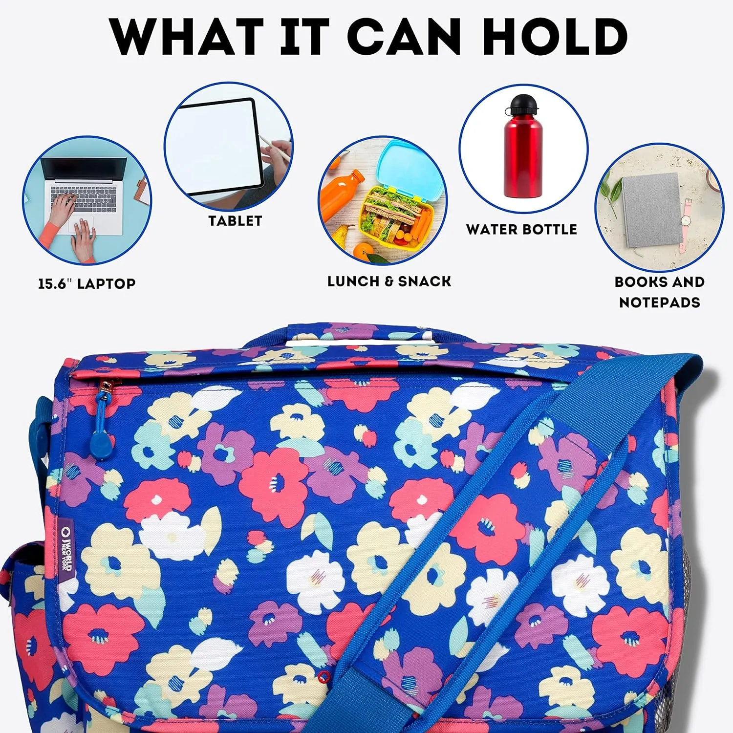 J World New York Thomas Laptop Messenger Bag for Women & Men. Kids Computer Bookbag