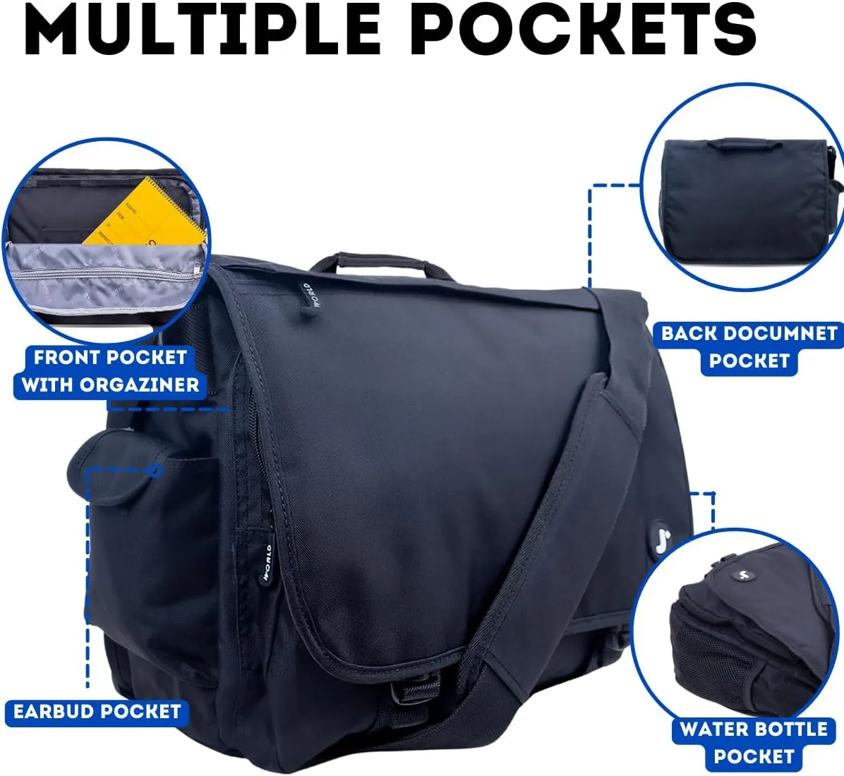 J World New York Thomas Laptop Messenger Bag for Women & Men. Kids Computer Bookbag
