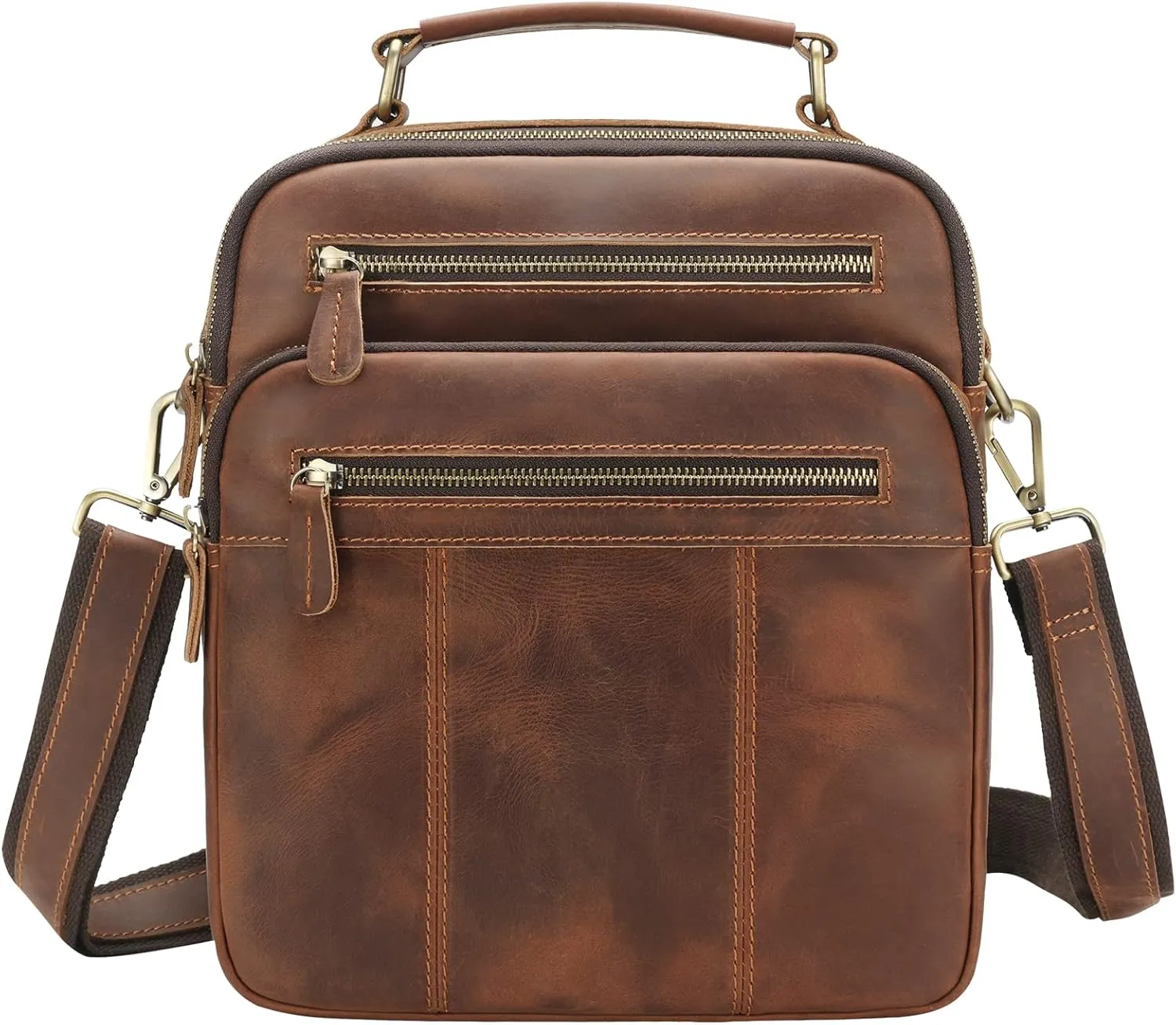 Jack&Chris Leather Man Purse Shoulder Bag,Small Mens Crossbody Messenger Bags for Work,Men Satchel Handbag…