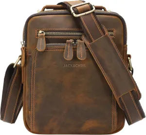 Jack&Chris Leather Messenger Bag for Men, Man Purse Crossbody Bags for Work Business