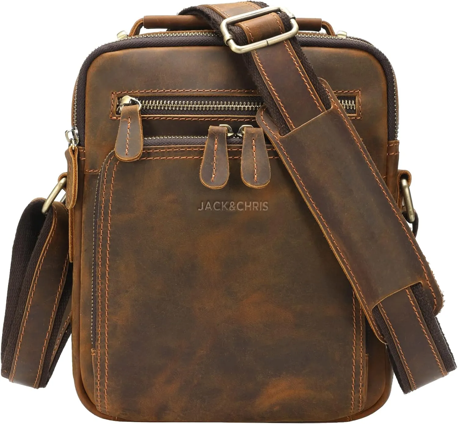 Jack&Chris Leather Messenger Bag for Men, Man Purse Crossbody Bags for Work Business