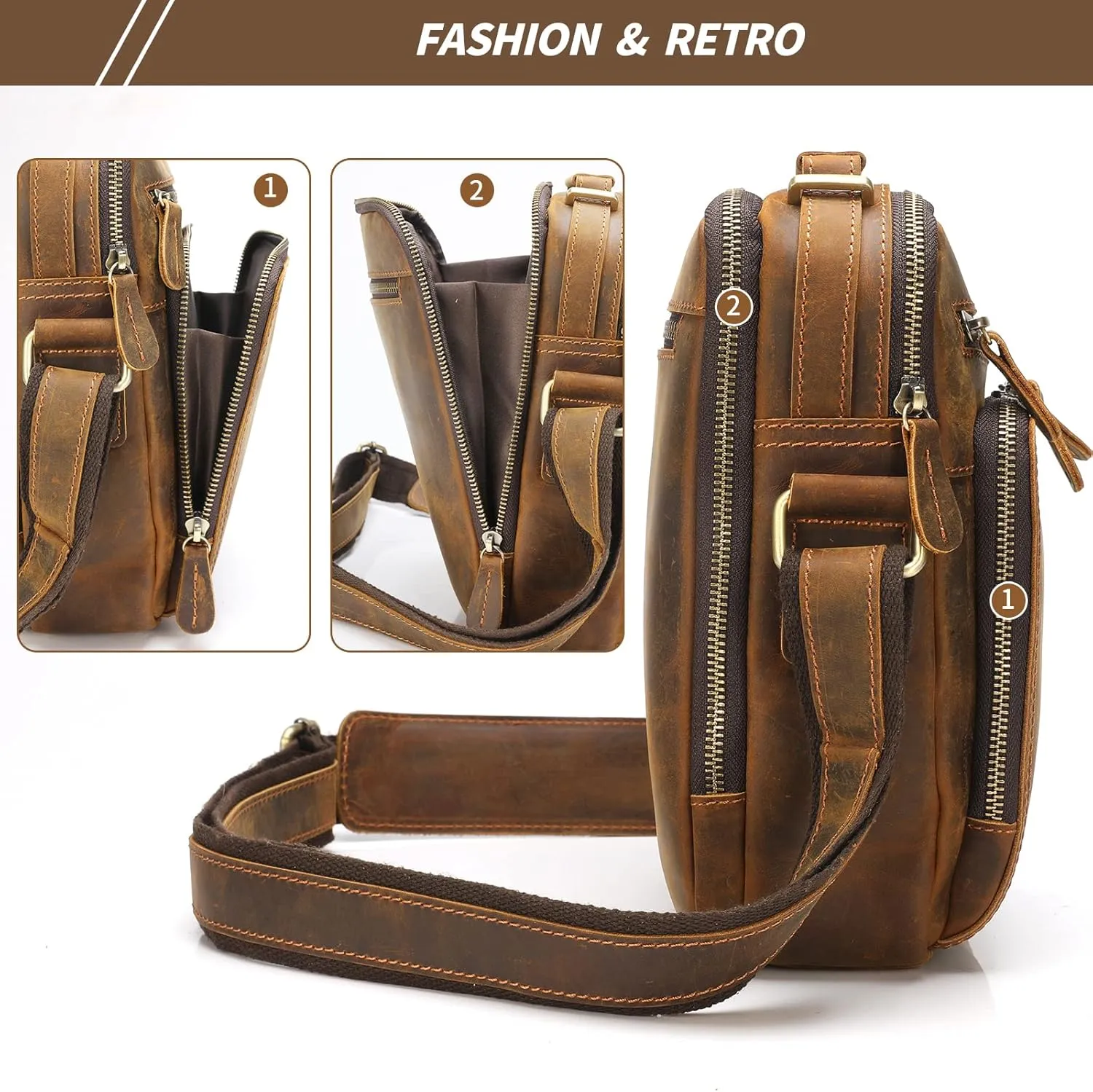 Jack&Chris Leather Messenger Bag for Men, Man Purse Crossbody Bags for Work Business