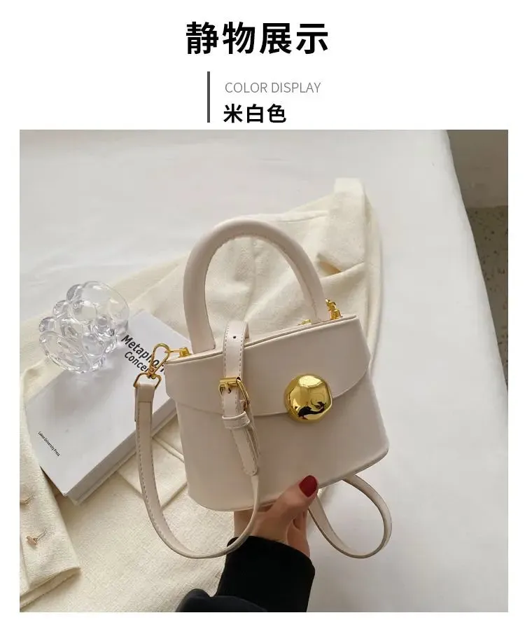 JIAERDI Vintage Black Messenger Bag Women Retro Leather Handle Bucket Bag Purse Ladies Fashion Versatile Crossbody Bags Bolsos