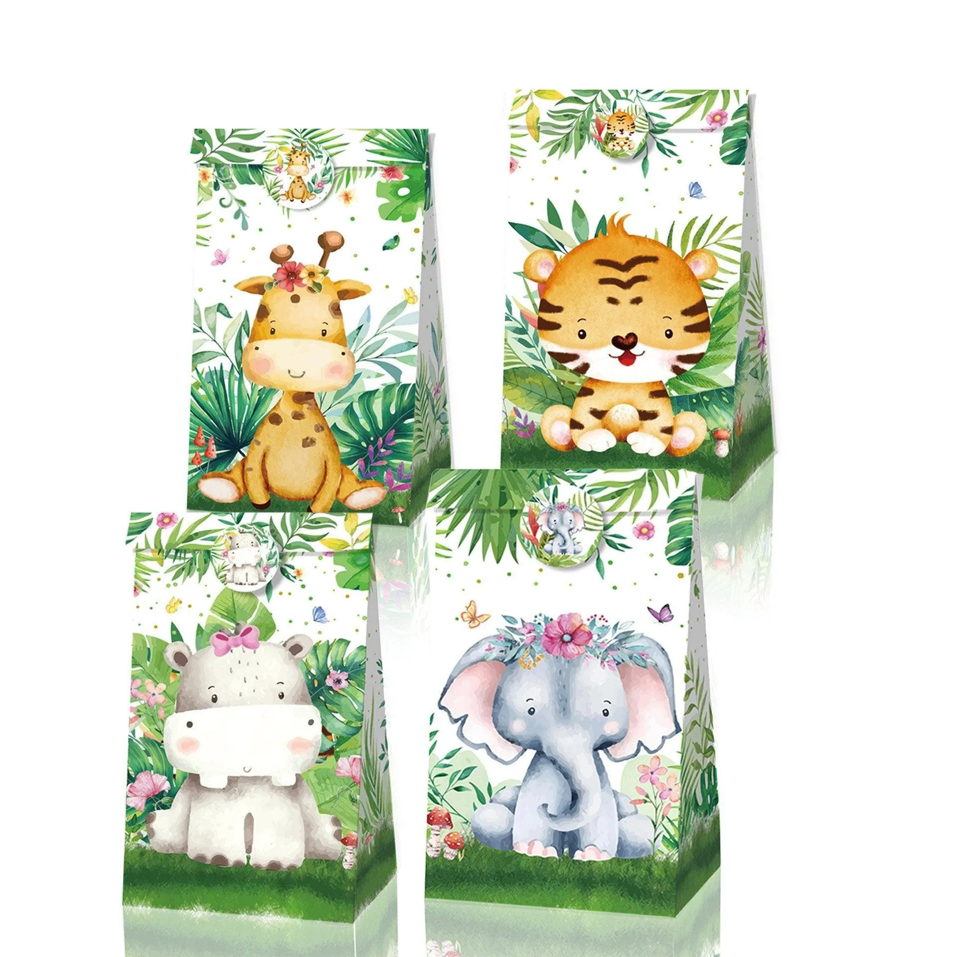 Jungle Animal Kraft Paper Bags 24PCS