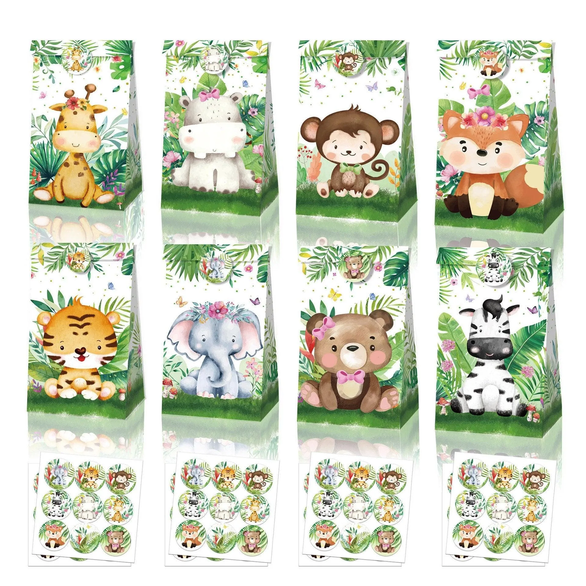 Jungle Animal Kraft Paper Bags 24PCS
