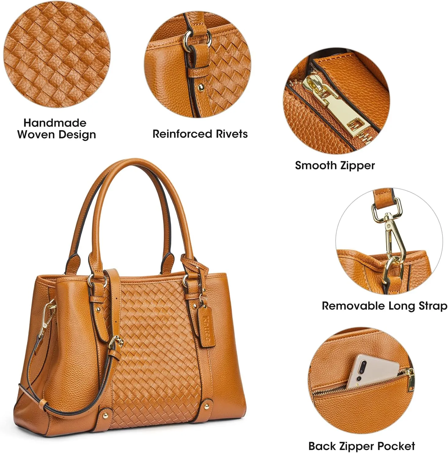 Kattee Women Soft Genuine Leather Satchel Bags Top Handle Crossbody Purses and Handbags Totes Shoulder Hobo