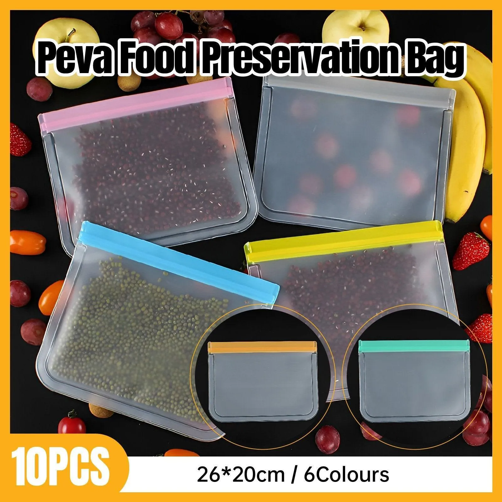 Keep Food Fresh Storage Bags 6Colors 10PCS