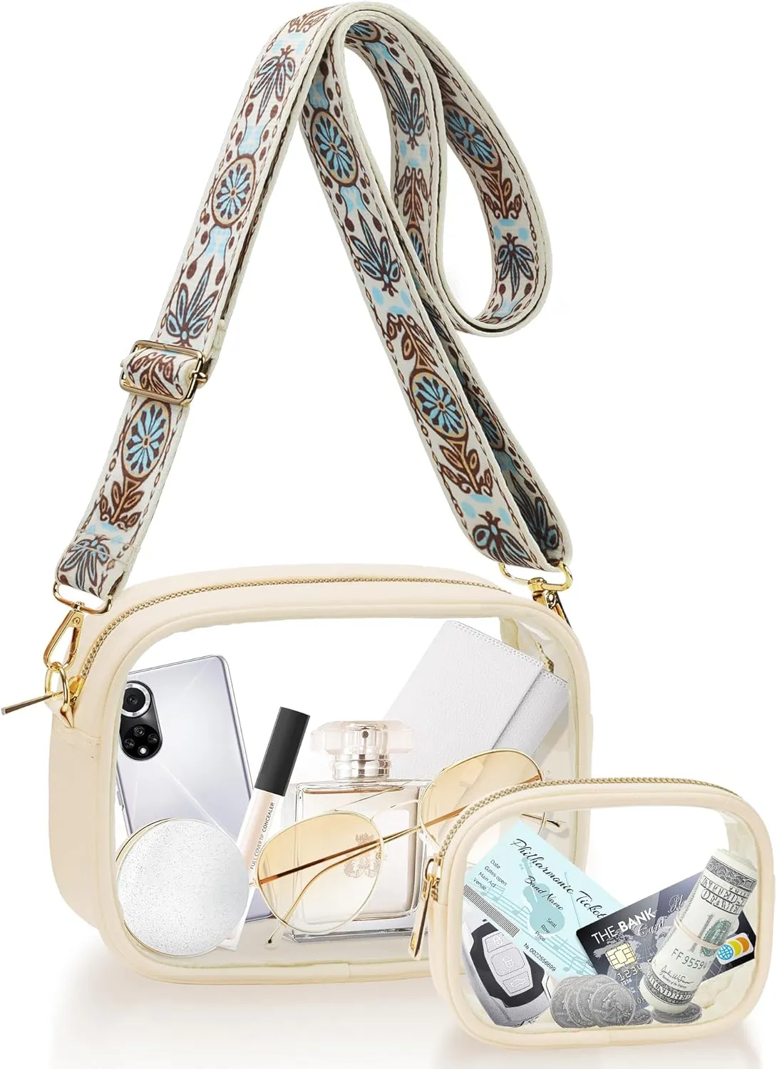 KETIEE Clear Crossbody Bag, Stadium Approved Clear Purse Bag for Concerts Sports Events Festivals