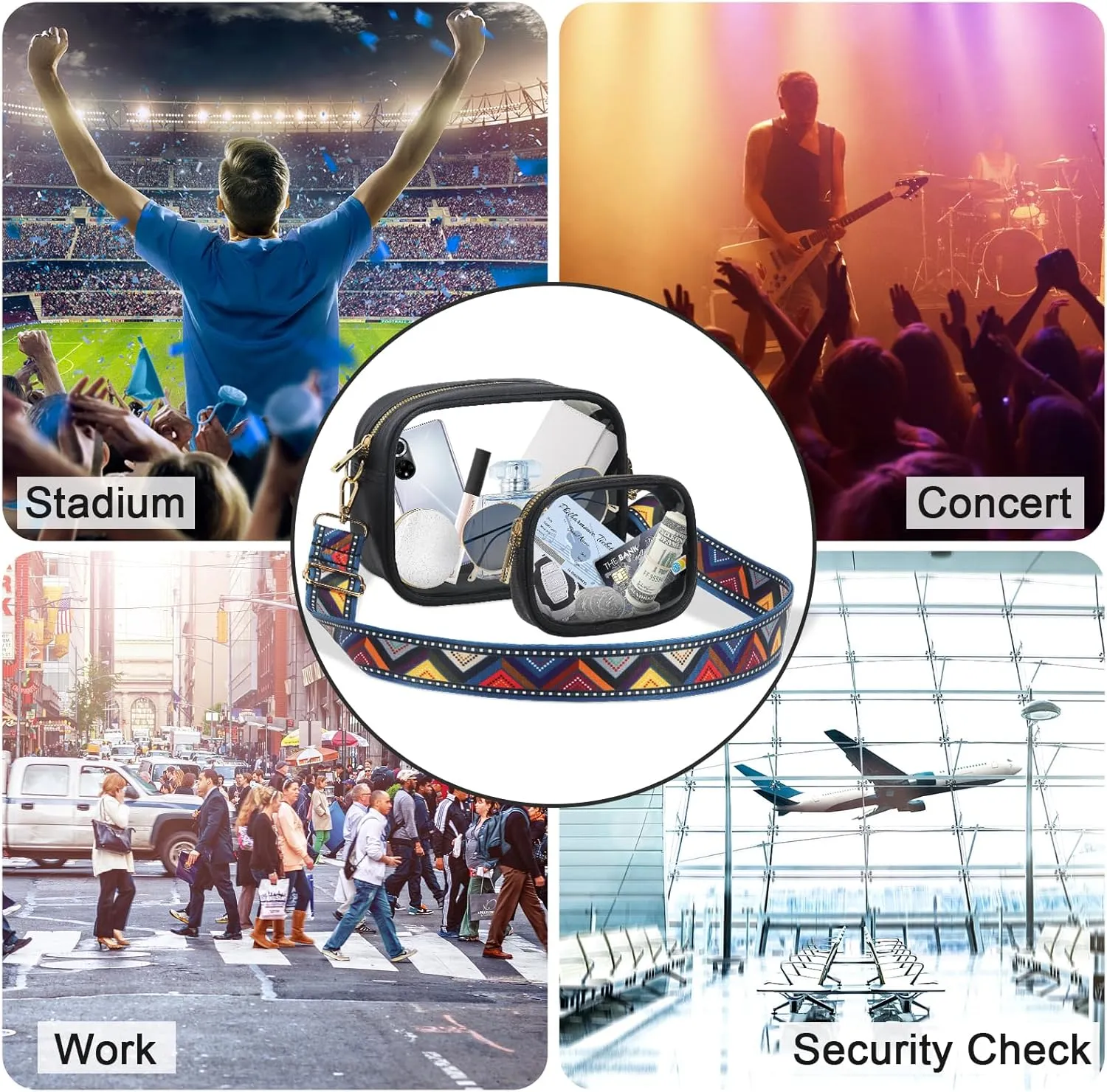 KETIEE Clear Crossbody Bag, Stadium Approved Clear Purse Bag for Concerts Sports Events Festivals