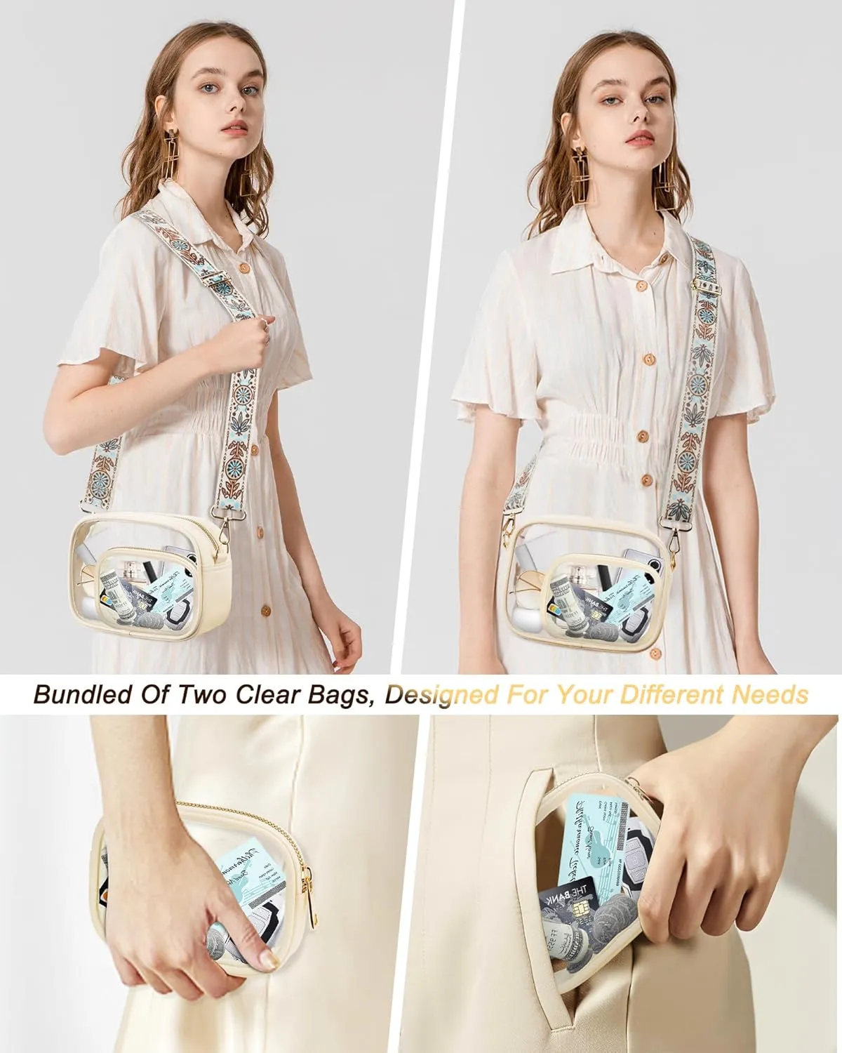 KETIEE Clear Crossbody Bag, Stadium Approved Clear Purse Bag for Concerts Sports Events Festivals