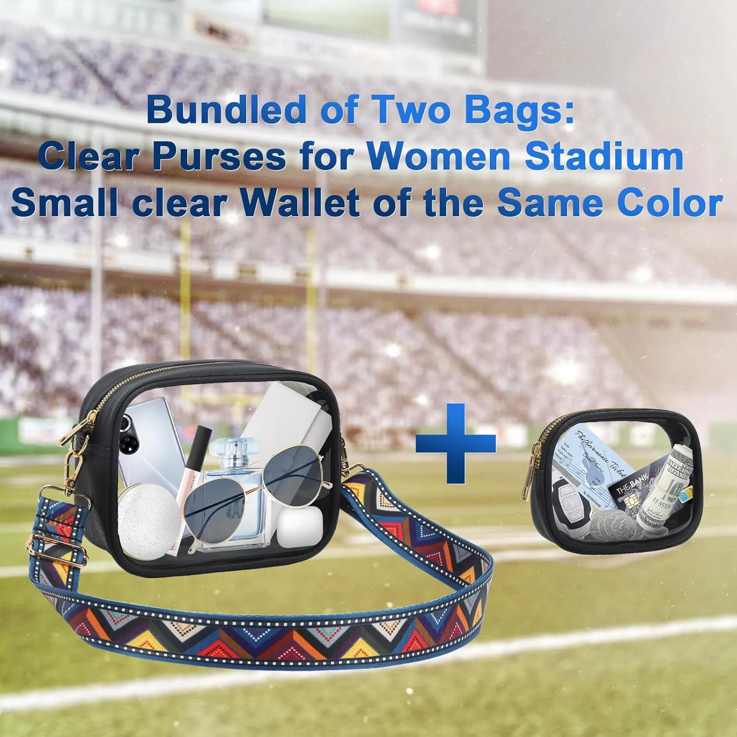 KETIEE Clear Crossbody Bag, Stadium Approved Clear Purse Bag for Concerts Sports Events Festivals