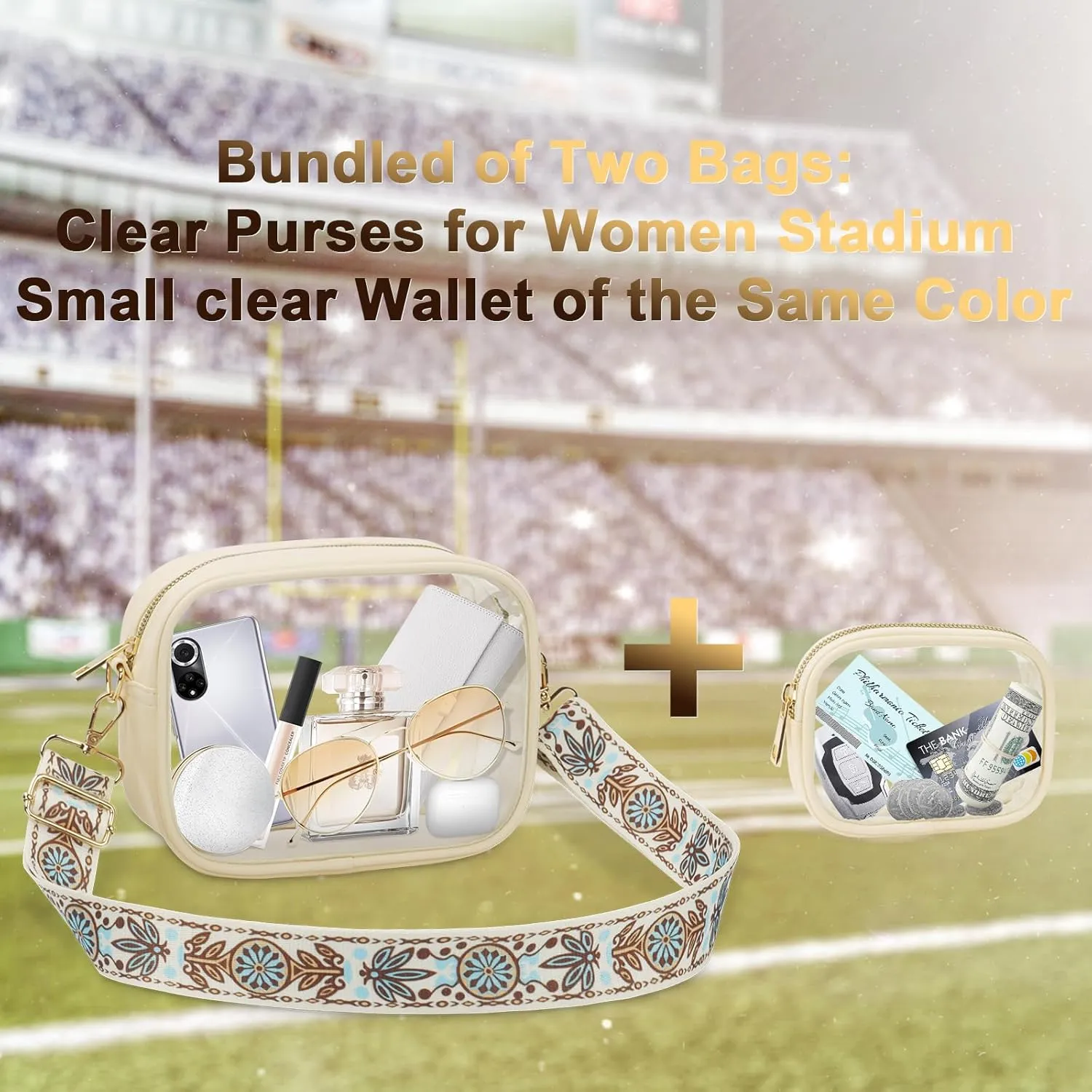KETIEE Clear Crossbody Bag, Stadium Approved Clear Purse Bag for Concerts Sports Events Festivals