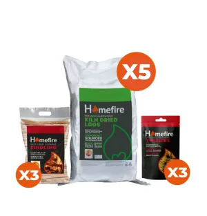 Kiln Dried Logs Subscribe & Save Bundle (x5 Handy Bags, x3 Twizlers, x3 Kindling)