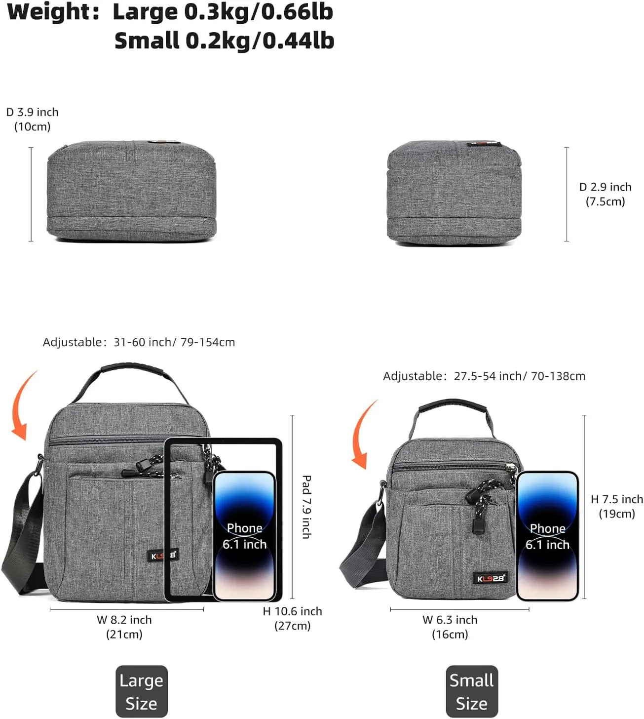 KL928 Men's Messenger Bag - Crossbody Shoulder Bags Travel Bag Man Purse Casual Sling Pack for Work Business