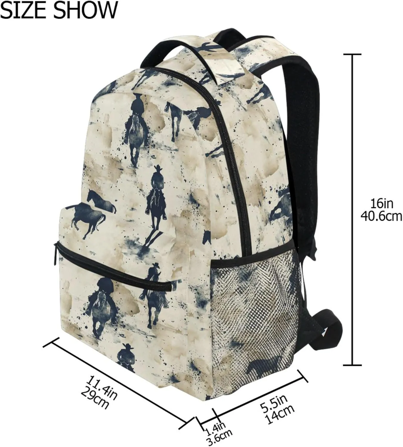 KLL Cute Backpack for Women Men Waterproof Business Work Bag with Chest Strap for Business Work College Travel Trip Style Horse