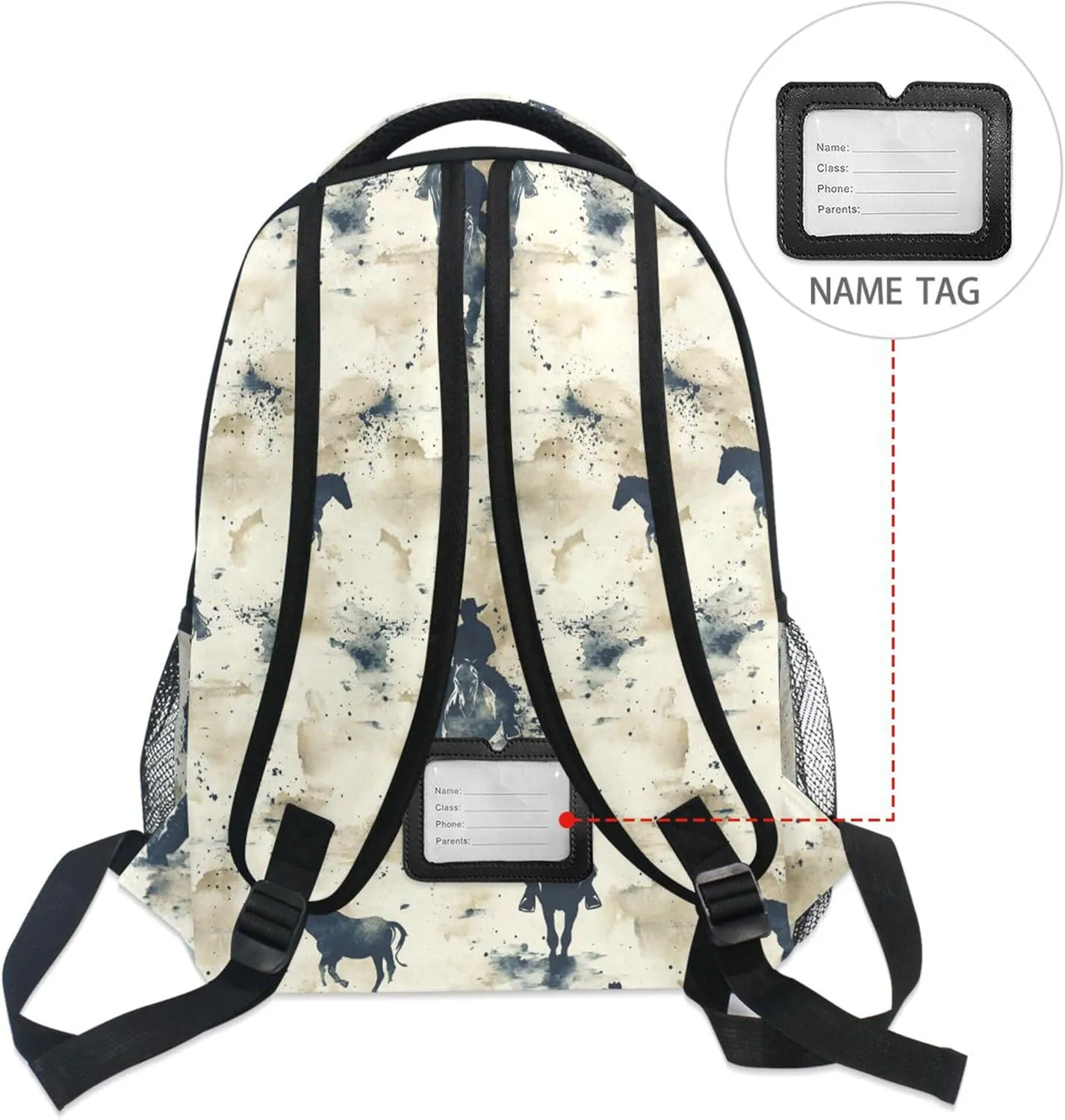 KLL Cute Backpack for Women Men Waterproof Business Work Bag with Chest Strap for Business Work College Travel Trip Style Horse