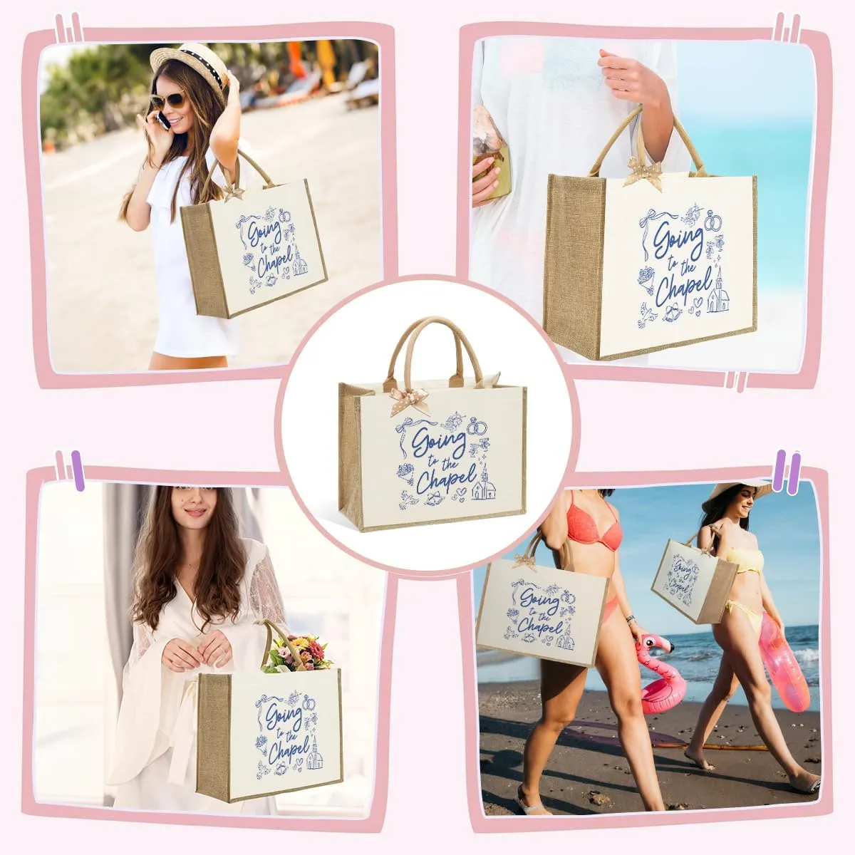 KongMoTree Bride Bag, Bride Gifts, Bridal Shower Gifts, Canvas Tote Bag, Wedding Honeymoon Gift Reusable Shoulder Bags