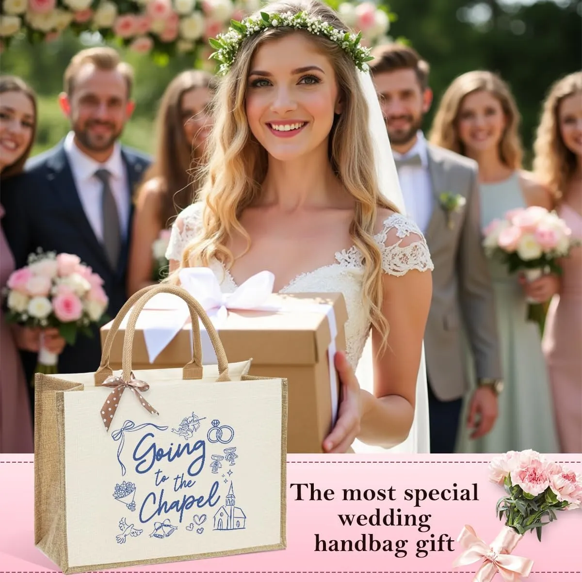 KongMoTree Bride Bag, Bride Gifts, Bridal Shower Gifts, Canvas Tote Bag, Wedding Honeymoon Gift Reusable Shoulder Bags