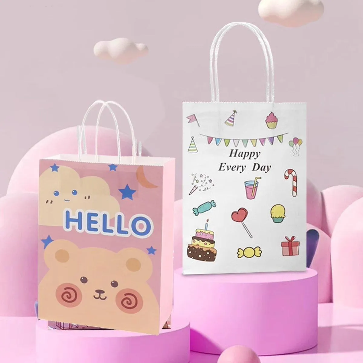 Kraft Paper Bags with Colourful Cartoon 50PCS