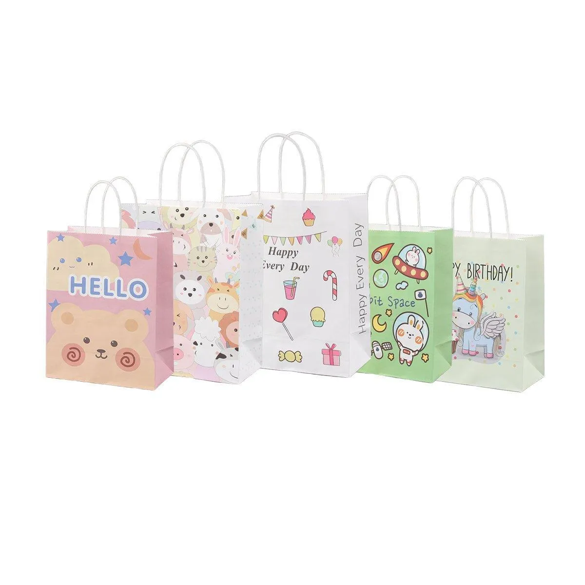 Kraft Paper Bags with Colourful Cartoon 50PCS